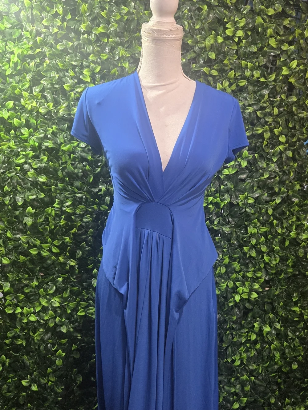 Michael Kors Cobalt Blue Wrap-Style High-Low Maxi Dress